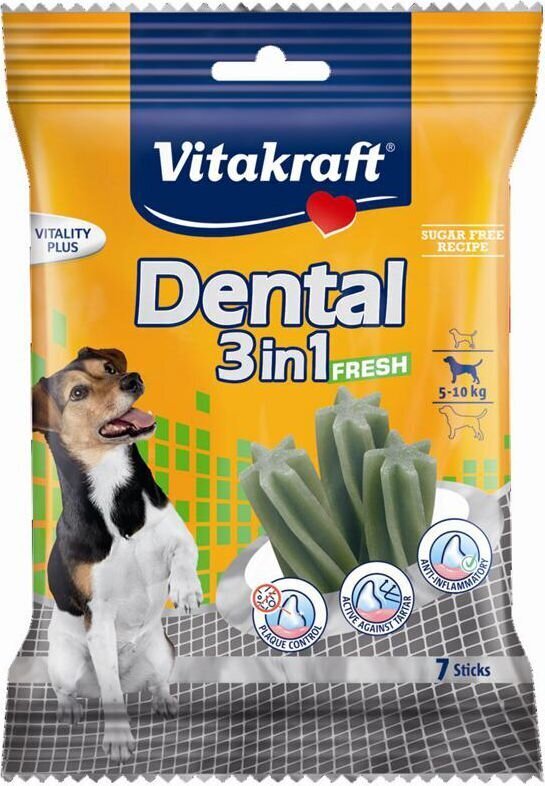 Gardumi suņiem, VITAKRAFT DENTAL 3IN1 FRESH SMALL, 120 g, 2330891 cena un informācija | Gardumi suņiem | 220.lv