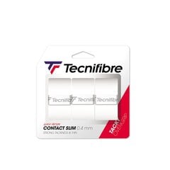 Tenisa rakešu pārsēji Tecnifibre CONTACT SLIM, 3 gab, Baltas цена и информация | Товары для большого тенниса | 220.lv