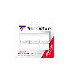 Обмотки для теннисной ракетки Tecnifibre Players Pro Feel 3 шт. белые цена и информация | Товары для большого тенниса | 220.lv