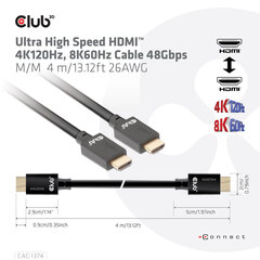 Club 3D CAC-1374, HDMI, 4 м цена и информация | Кабели и провода | 220.lv