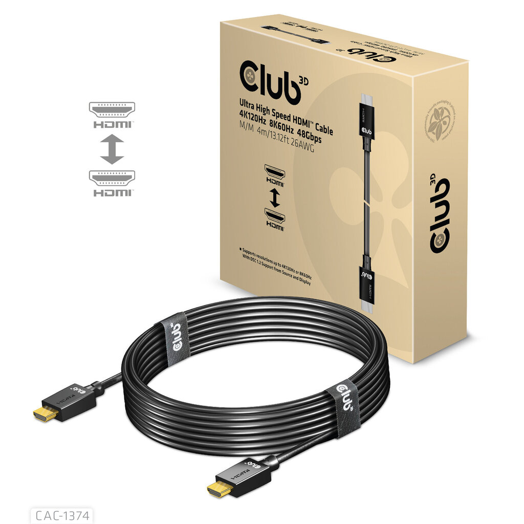 Club 3D CAC-1374, HDMI, 4 m cena un informācija | Kabeļi un vadi | 220.lv