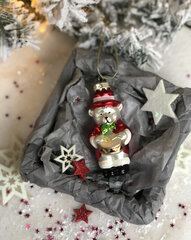 Ziemassvētku eglītes lācītis ar bungām, 4,5x9,5 cm цена и информация | Елочные игрушки | 220.lv