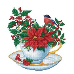 Dimantu mozaīka Festive cuppa 32X32 cm cena un informācija | Dimantu mozaīkas | 220.lv