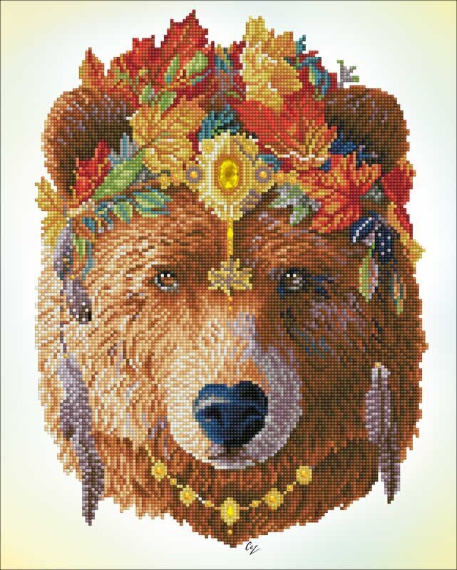 Dimantu mozaīka Bohemian bear 41x51 cm cena un informācija | Dimantu mozaīkas | 220.lv