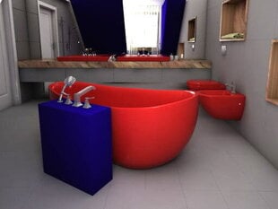 Brīvi stāvoša vanna GIANNA 170 cm, sarkana, klik-klak + sifons, kompozīts cena un informācija | Vannas | 220.lv