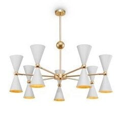 Griestu lampa Maytoni Modern kolekcija zelta krāsā ar baltiem abažūriem &Oslash;91cm 14xE14 MOD108PL-14WG cena un informācija | Griestu lampas | 220.lv