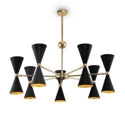 Griestu lampa Maytoni Modern kolekcija zelta krāsā ar melniem abažūriem &Oslash;91cm 14xE14 MOD108PL-14GB cena un informācija | Griestu lampas | 220.lv