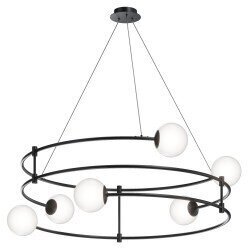 Griestu lampa Maytoni Modern kolekcija melnā krāsā ar baltiem kupoliem &Oslash;81,2cm 6xG9 MOD317PL-06B cena un informācija | Griestu lampas | 220.lv