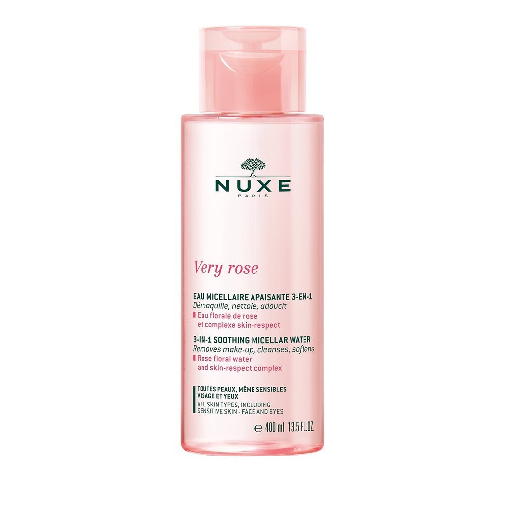 Micelārais ūdens Nuxe Very Rose 3in1, 400 ml cena un informācija | Sejas ādas kopšana | 220.lv