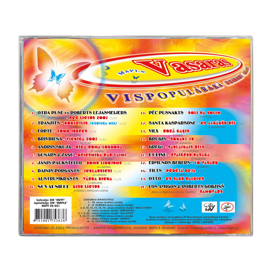 CD Vasaras Vispopulārākā Dziesmu Izlase Nr. 6 цена и информация | Vinila plates, CD, DVD | 220.lv