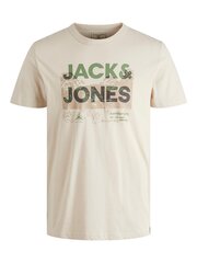 JACK & JONES vīriešu T-krekls 12210420*01, bēšs/zaļš 5715223256244 cena un informācija | Vīriešu T-krekli | 220.lv