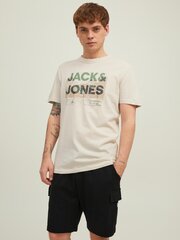 JACK & JONES vīriešu T-krekls 12210420*01, bēšs/zaļš 5715223256244 cena un informācija | Vīriešu T-krekli | 220.lv