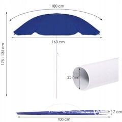 Пляжный / садовой зонт, 180 см, синий цена и информация | Зонты, маркизы, стойки | 220.lv