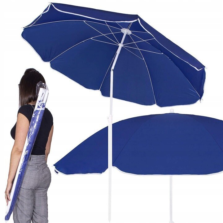 Pludmales lietussargs / dārza lietussargs, 180 cm, zils cena un informācija | Saulessargi, markīzes un statīvi | 220.lv
