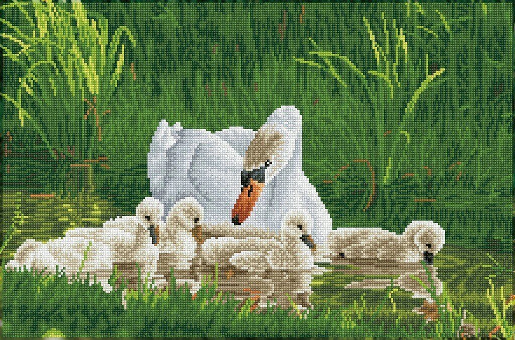 Dimantu mozaīka Mother swan signets 41x62 cm цена и информация | Dimantu mozaīkas | 220.lv