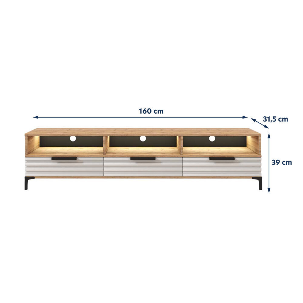 TV galdiņš Selsey Rikke 3D LED, brūns/balts cena un informācija | TV galdiņi | 220.lv