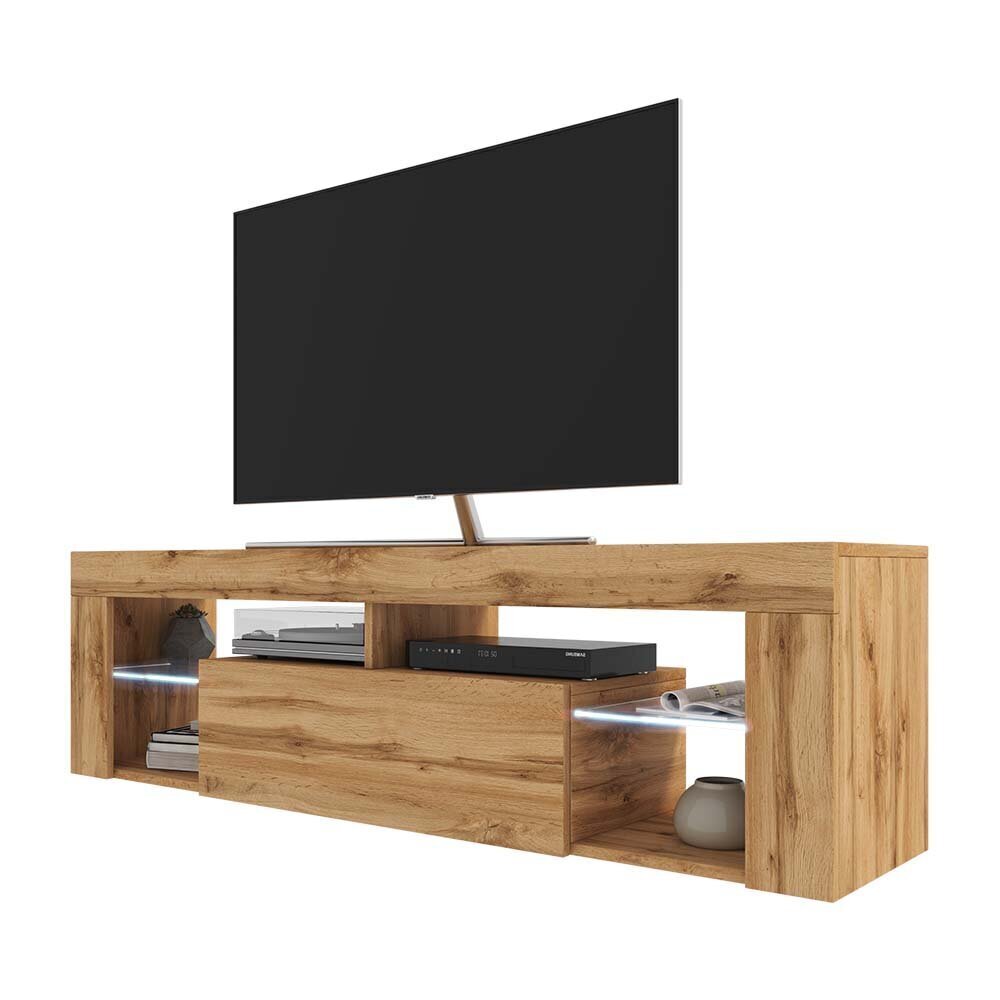 TV galdiņš Selsey Bianko LED, brūns cena un informācija | TV galdiņi | 220.lv