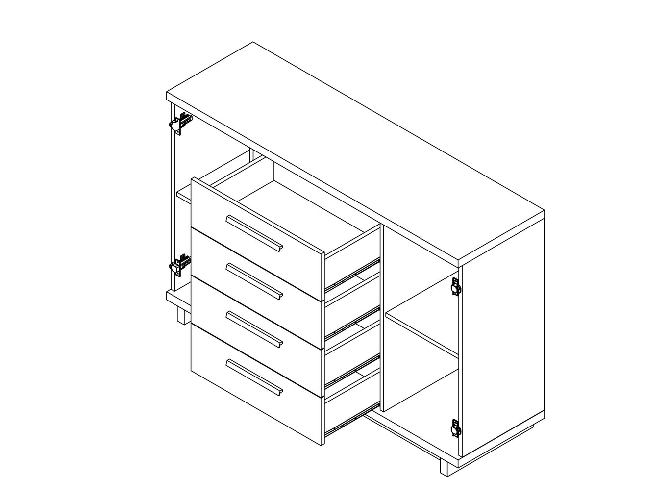 Kumode BSL Concept Ines, 135x40x90 cm, brūna cena un informācija | Kumodes | 220.lv