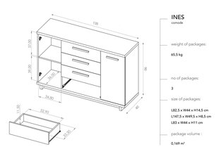 Kumode BSL Concept Ines, 135x40x90 cm, brūna cena un informācija | BSL Concept Mēbeles un interjers | 220.lv