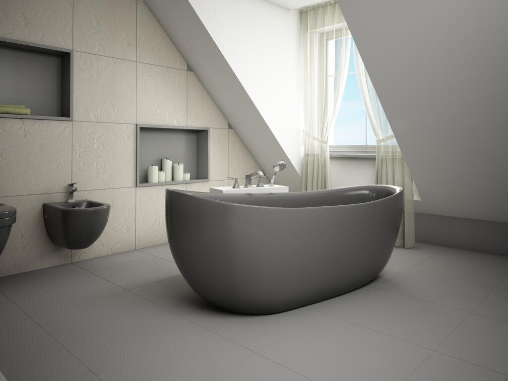 Brīvi stāvoša vanna GIANNA 170 cm, grafīta, klik-klak + sifons, kompozīts цена и информация | Vannas | 220.lv