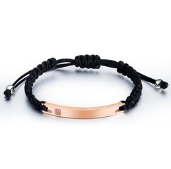 Плетёный браслет чёрного цвета с позолоченными элементами и розовым камнем цена и информация | Мужские украшения | 220.lv