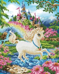 Dimantu mozaīka Princess unicorn 51x41 cm cena un informācija | Dimantu mozaīkas | 220.lv