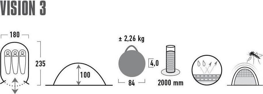 Telts High Peak Vision 3, pelēka cena un informācija | Teltis | 220.lv