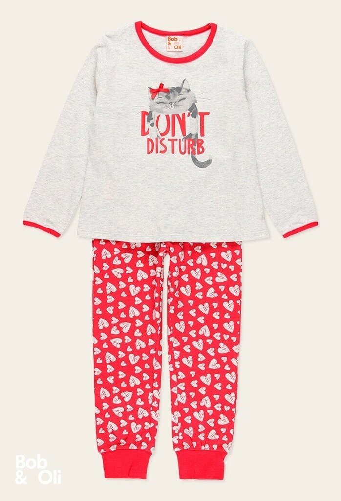 Boboli bērnu pidžama 62B504*8072, gaiši pelēka/sarkana 8445470027218 цена и информация | Halāti, naktskrekli, pidžamas meitenēm | 220.lv
