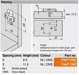 10 накладок Blum cross CLIP, 0 мм, Expando, регулируемые эксцентриком, цвет никель цена и информация | Другие принадлежности для мебели | 220.lv