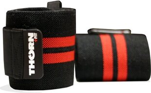 Plaukstu locītavu saites Thorn + Fit Wrist Wraps 24 ” melnas/ar sarkanām svītrām cena un informācija | Ķermeņa daļu fiksatori | 220.lv