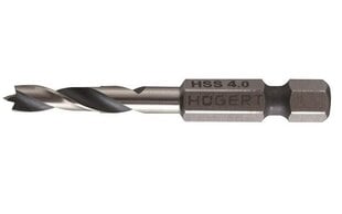 Hogert urbis koka 4 mm skrūvgriezim ar 1/4 HEX stiprinājumu, HT6D344 цена и информация | Механические инструменты | 220.lv