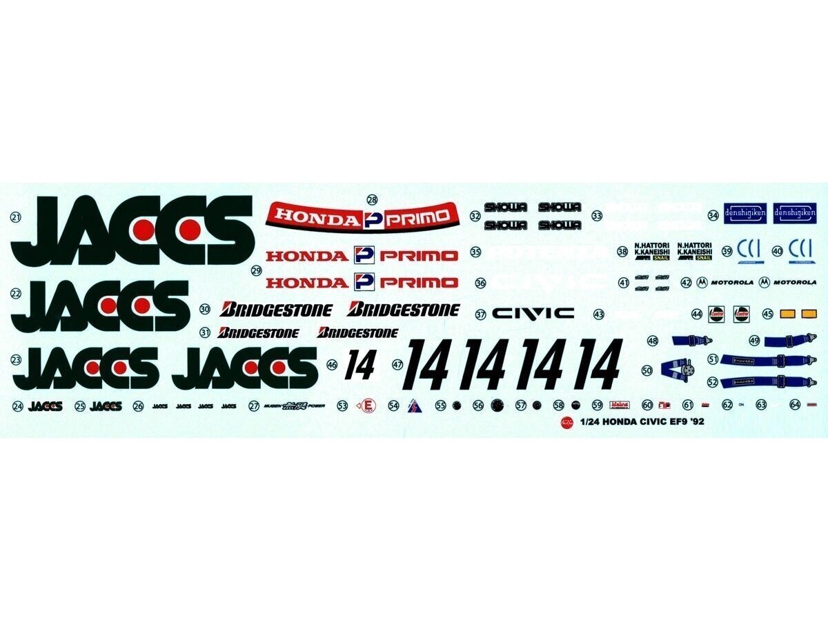 NuNu - Honda Civic EF9 Group A sponsored by JACCS - 1992, 1/24, 24021 cena un informācija | Konstruktori | 220.lv