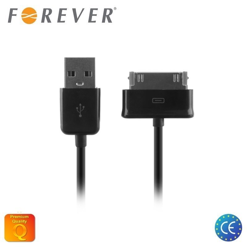 Forever Galaxy TAB 30 pin USB Datu Kabelis Melns (Analogs) cena un informācija | Citi aksesuāri planšetēm un e-grāmatām | 220.lv