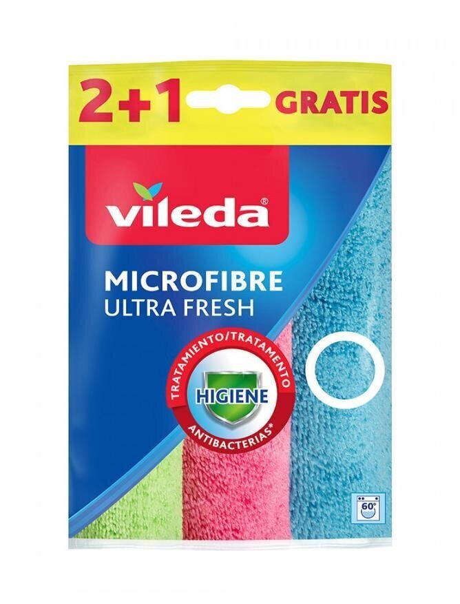 Vileda lupatiņa Mikrofibra Ultra Fresh, 3 gab. cena un informācija | Tīrīšanai, salvetes | 220.lv