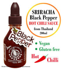 Srirača asā Čilli mērce ar Melniem Pipariem - SRIRACHA HOT Chilli sauce with Black Peper, Flying Goose Brand, 200ml. cena un informācija | Mērces | 220.lv