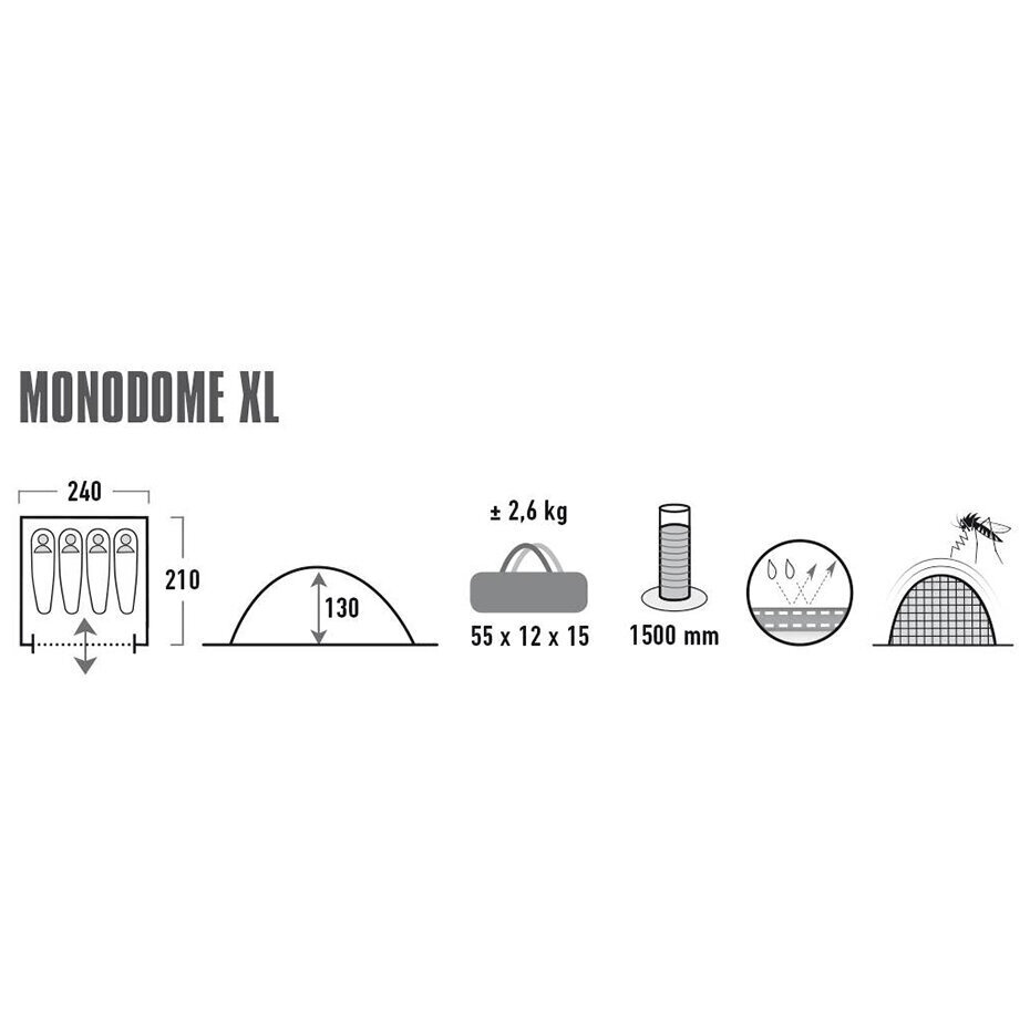 Telts High Peak Monodome 4, pelēka cena un informācija | Teltis | 220.lv