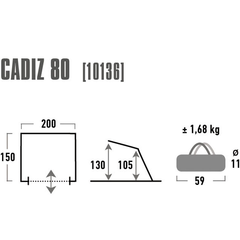 Pludmales telts High Peak Cadiz 80, pelēka cena un informācija | Teltis | 220.lv