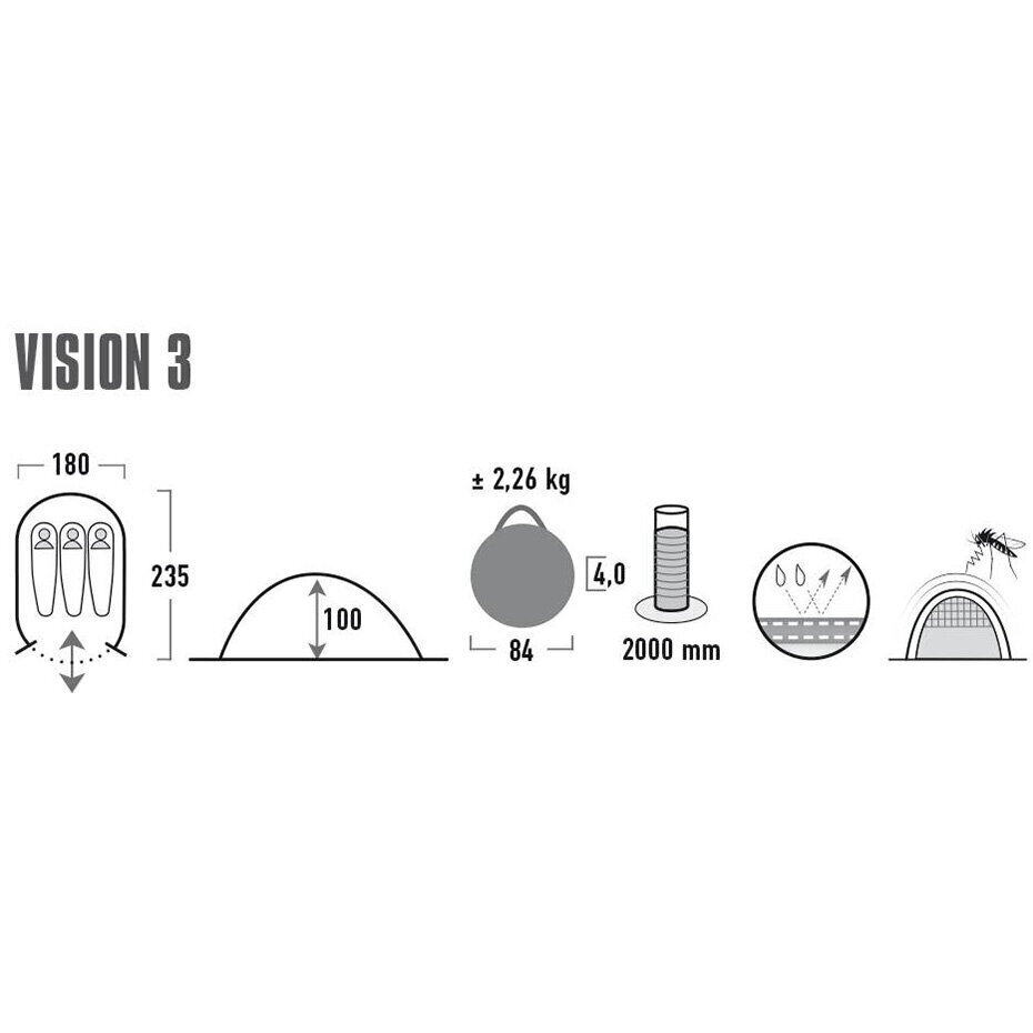 Telts High Peak Vision 3 melna cena un informācija | Teltis | 220.lv