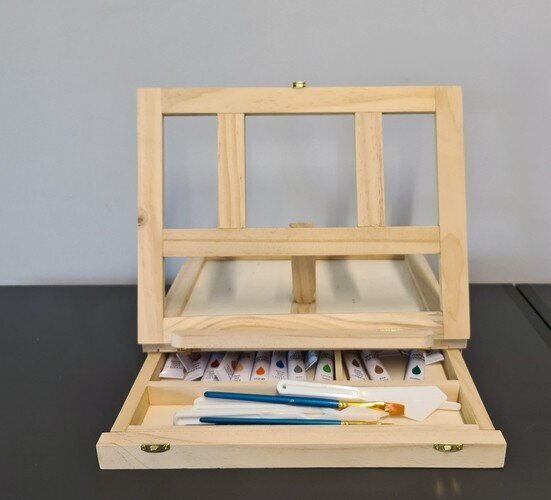 Krāsošanas komplekts koka kastītē, 46 gab. Kruīzs cena un informācija | Modelēšanas un zīmēšanas piederumi | 220.lv