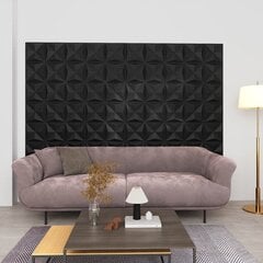 vidaXL 3D sienas paneļi, 48 gab., 50x50 cm, melns origami, 12 m² цена и информация | Элементы декора для стен, потолка | 220.lv