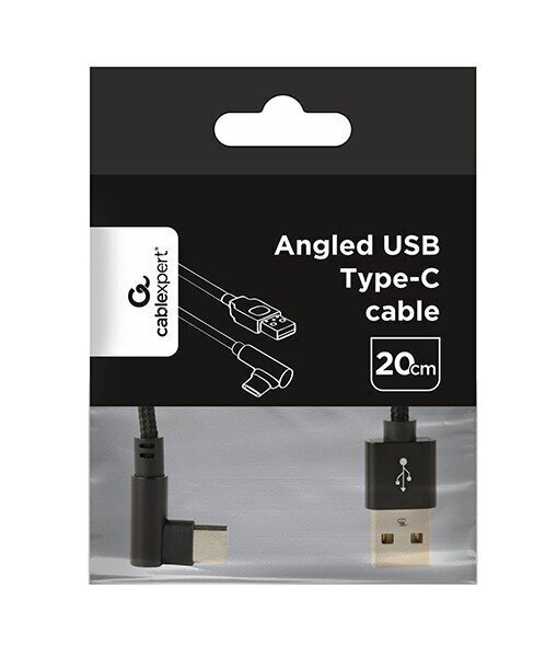 CABLE USB2 TO USB-C ANGLED/CC-USB2-AMCML-0.2M GEMBIRD cena un informācija | Savienotājkabeļi | 220.lv