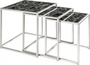 Комплект столиков Invicta Elements 3, черное стекло, имитация мрамора цена и информация | Журнальные столики | 220.lv