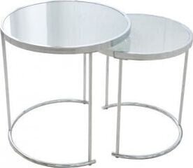 Комплект столиков Invicta Art Deco. хром, стекло, металл цена и информация | Журнальные столики | 220.lv