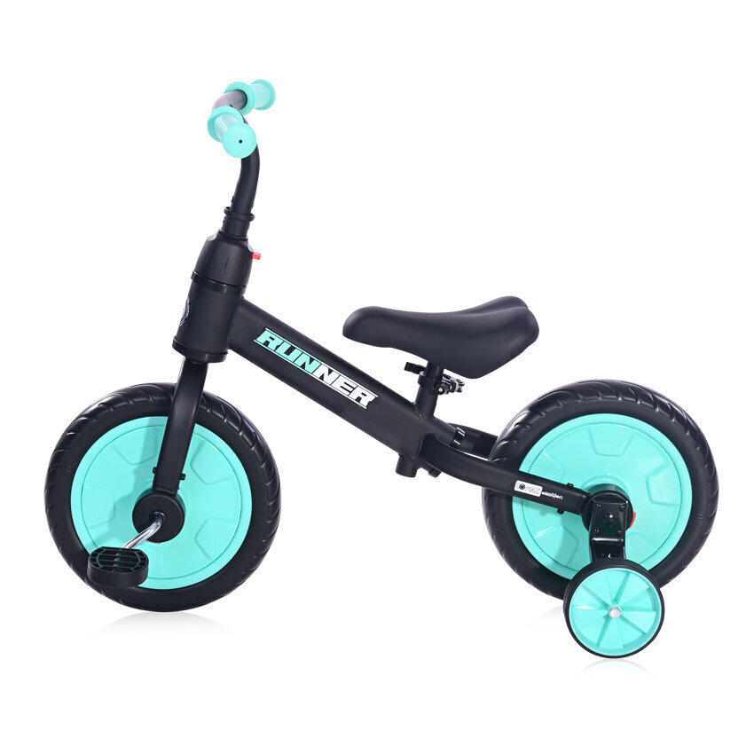 Balansa velosipēds Loreeli Runner 2in1, Black&Turquoise цена и информация | Balansa velosipēdi | 220.lv