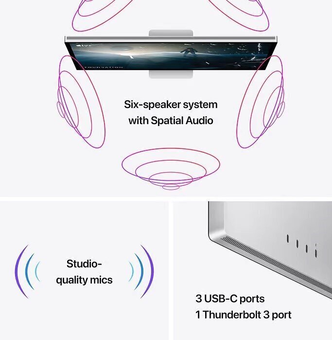 Apple Studio Display - Standard Glass - VESA Mount Adapter (Stand not included) - MMYQ3Z/A cena un informācija | Monitori | 220.lv