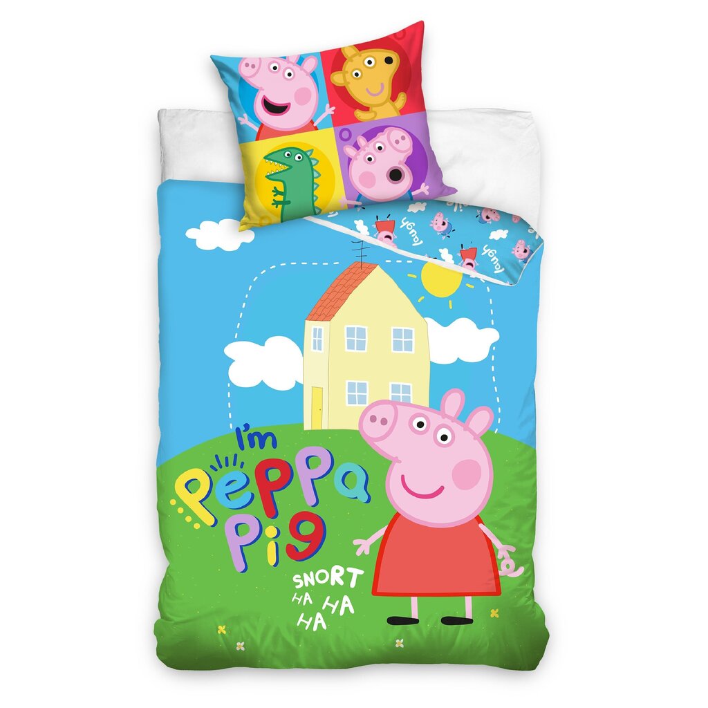 Bērnu gultasveļas komplekts Peppa Pig, 140x200 cm + spilvendrāna, 60x70 cm, 2 daļas cena un informācija | Bērnu gultas veļa | 220.lv