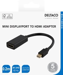 Deltaco 00110024, HDMI/Mini DP, 0.2 m cena un informācija | Adapteri un USB centrmezgli | 220.lv