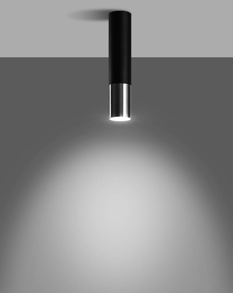 Sollux griestu lampa Loopez, melna un sudraba цена и информация | Griestu lampas | 220.lv
