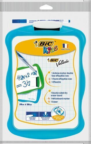 Rakstīšanas tāfele ar marķieri un sūkli Bic kids board, 20 x 31 cm cena un informācija | Kancelejas preces | 220.lv