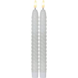 LED vaska sveces baltā krāsā 2gb 25x2.3cm Flamme Swirl 064-34 cena un informācija | Sveces un svečturi | 220.lv